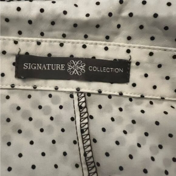 Signature Collection Sleeveless Black & White Polka Dot Button-Down Blouse Top M - Picture 3 of 9